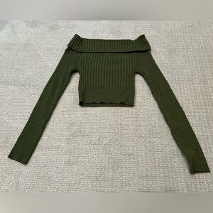 Princess Polly Forest Green Off-Shoulder Sweater